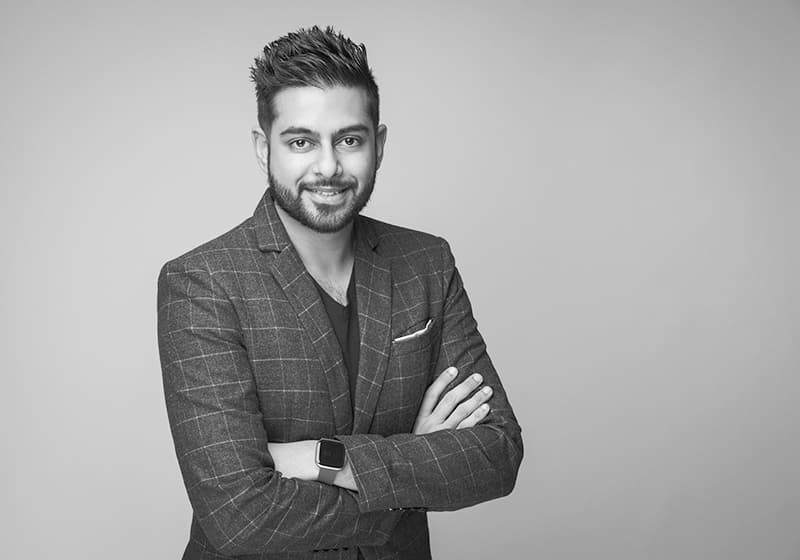 Kashif Bhaor, Founder of VerifyBuy, photographed in black and white